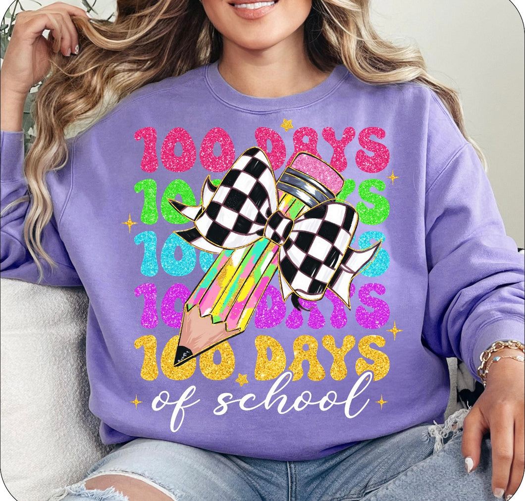 100 Days of School Checkered Pencil