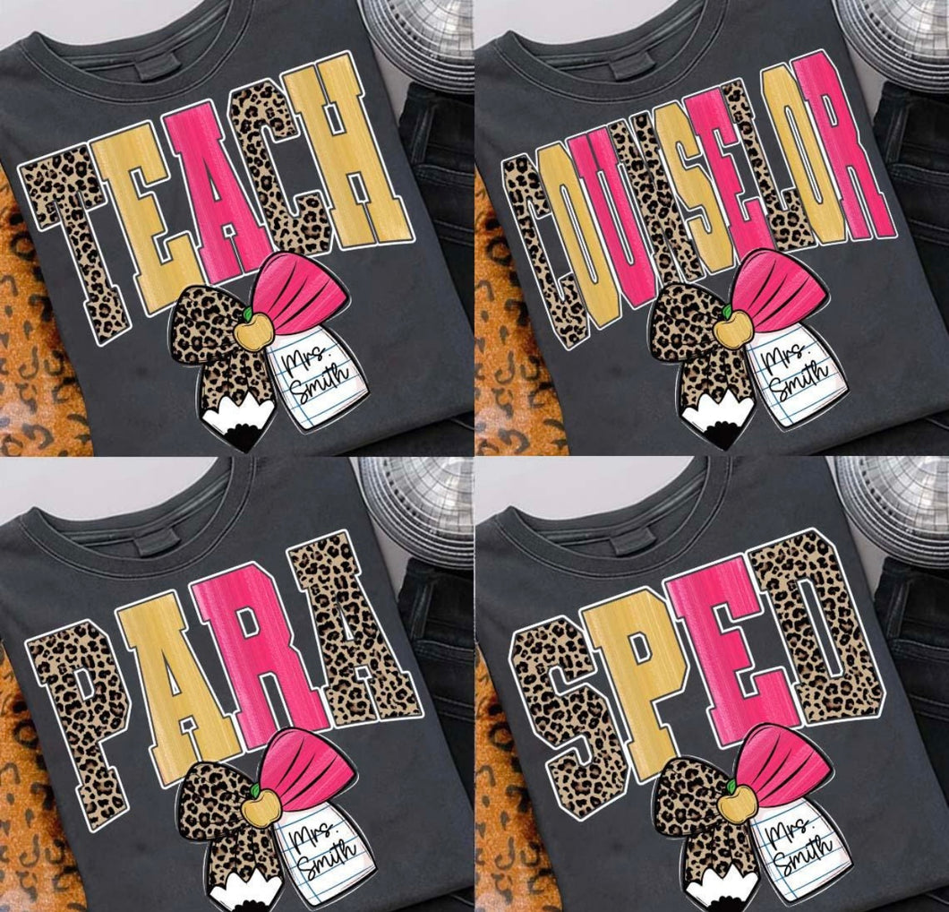 School Occupation Personalized Leopard- Any Name